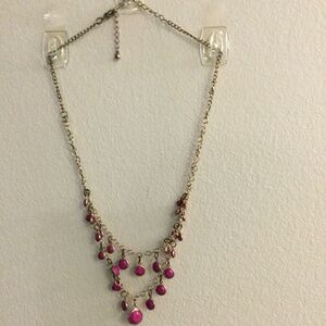 2/$15 Item 15 Necklace Gold tone double layer chain 20 and 23 in with pink beads